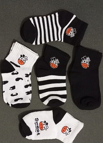 5 Adet İnek Desenli Çocuk Çorap 3-4 yaş - Görsel 2