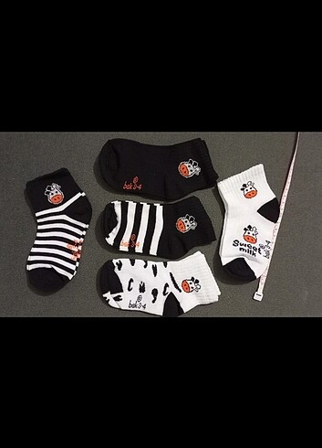 5 Adet İnek Desenli Çocuk Çorap 3-4 yaş - Görsel 8