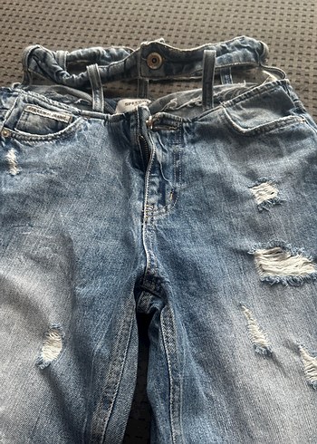 Kadın Mavi Kot Pantolon Bel Tokalı - Görsel 2