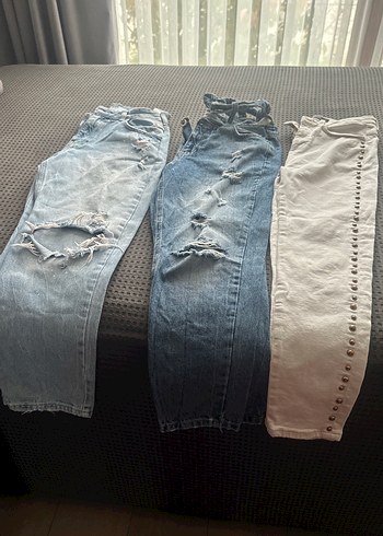 Kadın Mavi Kot Pantolon Bel Tokalı - Görsel 13