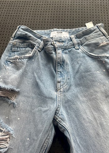 Kadın Mavi Kot Pantolon Bel Tokalı - Görsel 8