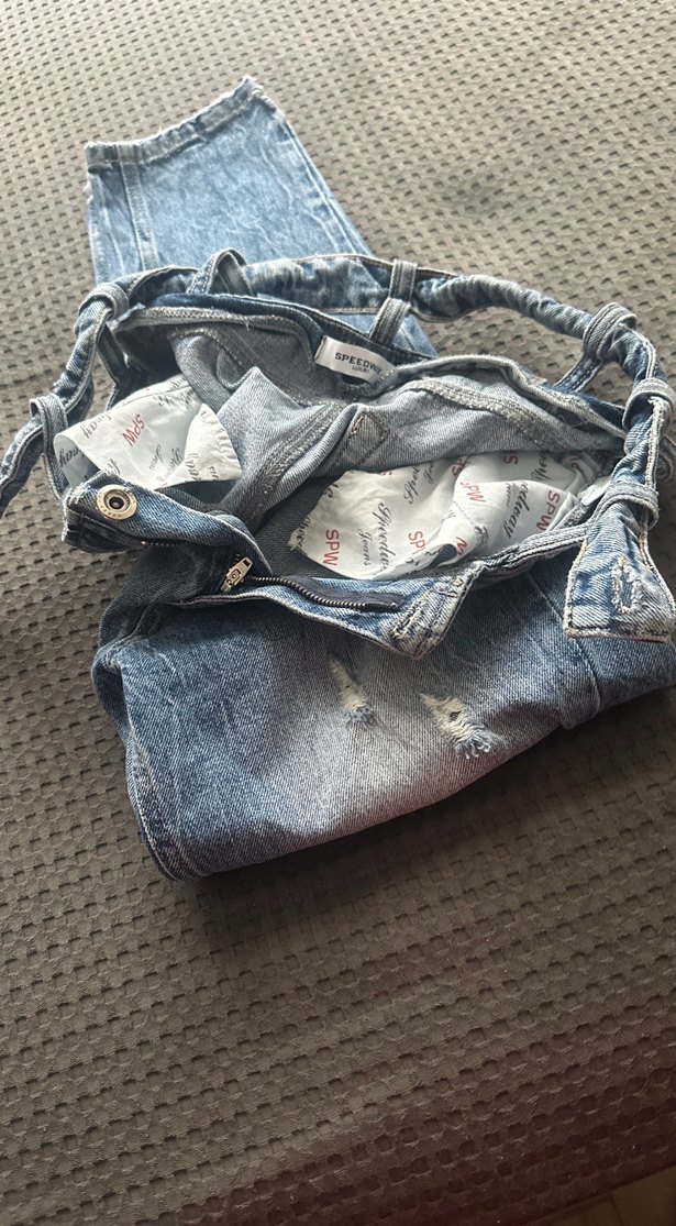 Kadın Mavi Kot Pantolon Bel Tokalı - Görsel 5