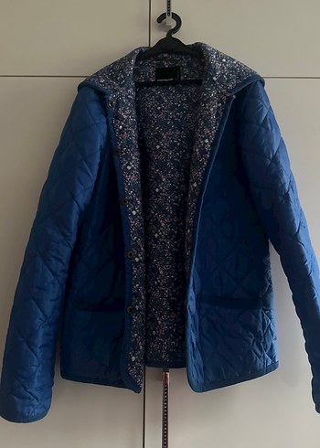 Kadın Mavi Düğmeli Midi Ceket - Görsel 2