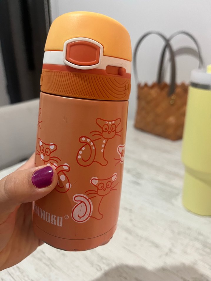 Turuncu Çocuk Termosu Sevimli Desenli - Görsel 2