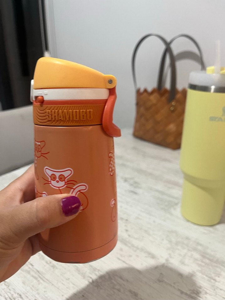 Turuncu Çocuk Termosu Sevimli Desenli - Görsel 3