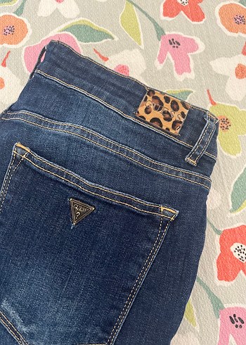 Kadın Lacivert Leopar Desenli Slim Denim Pantolon