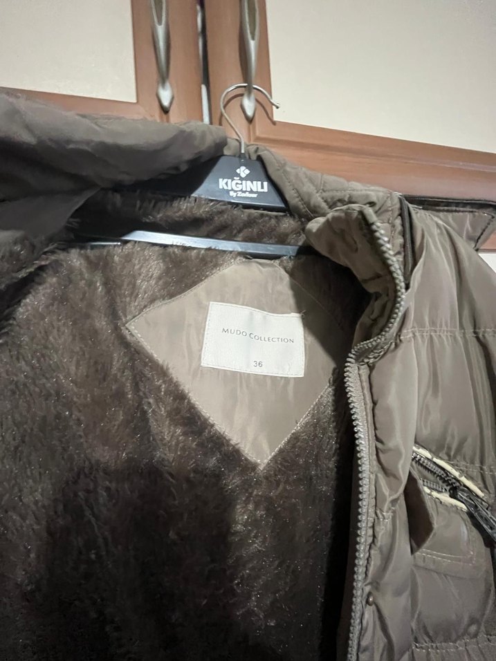 Gri Fermuarlı Uzun Kadın Kış Montu - Görsel 3