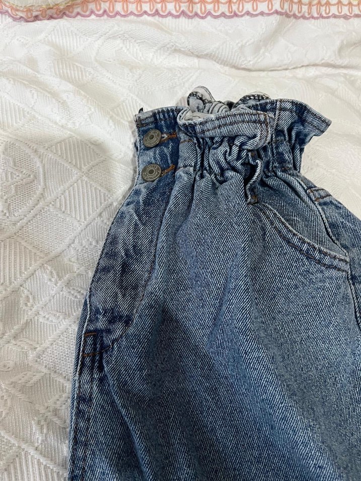 Gri Kadın Kot Pantolon, Rahat Kesim - Görsel 2