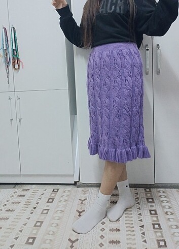 m Beden Mor triko etek