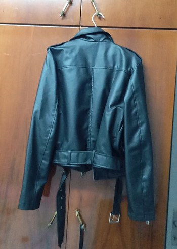 l Beden siyah Renk Siyah Deri Biker Kadın Ceket