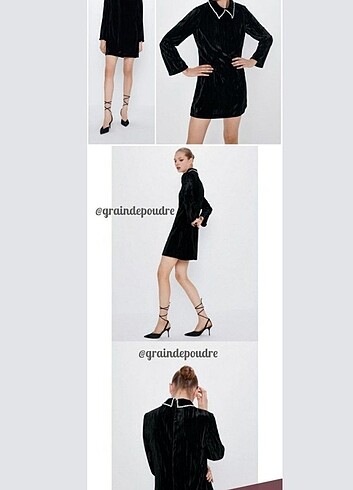 Zara Siyah Kadife Elbise - Görsel 6