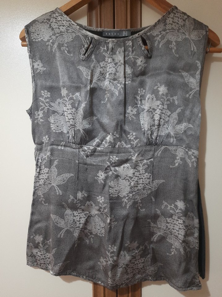 Gri Dantel Detaylı görünüm Koton Mini Bluz - Görsel 2