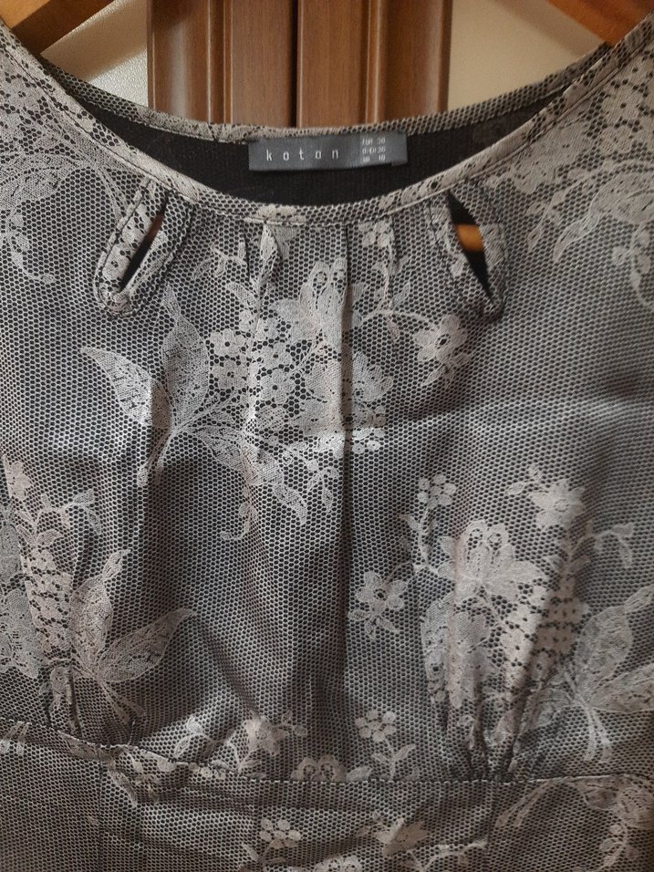 Gri Dantel Detaylı görünüm Koton Mini Bluz - Görsel 3