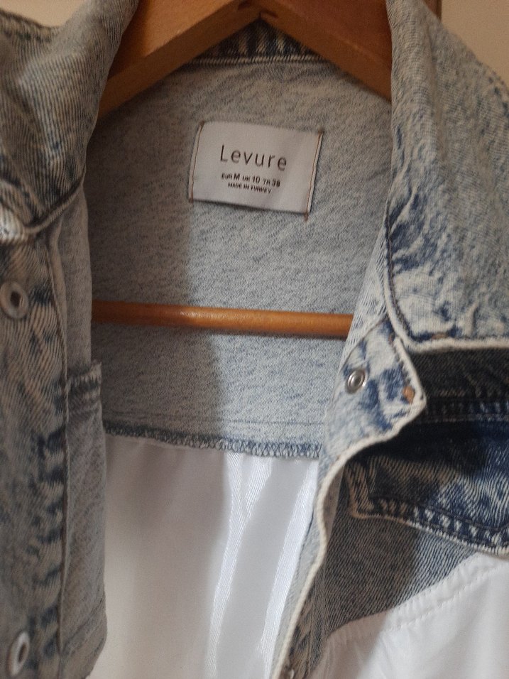 Beyaz Kadın Denim Ceket rüzgarlık - Görsel 3