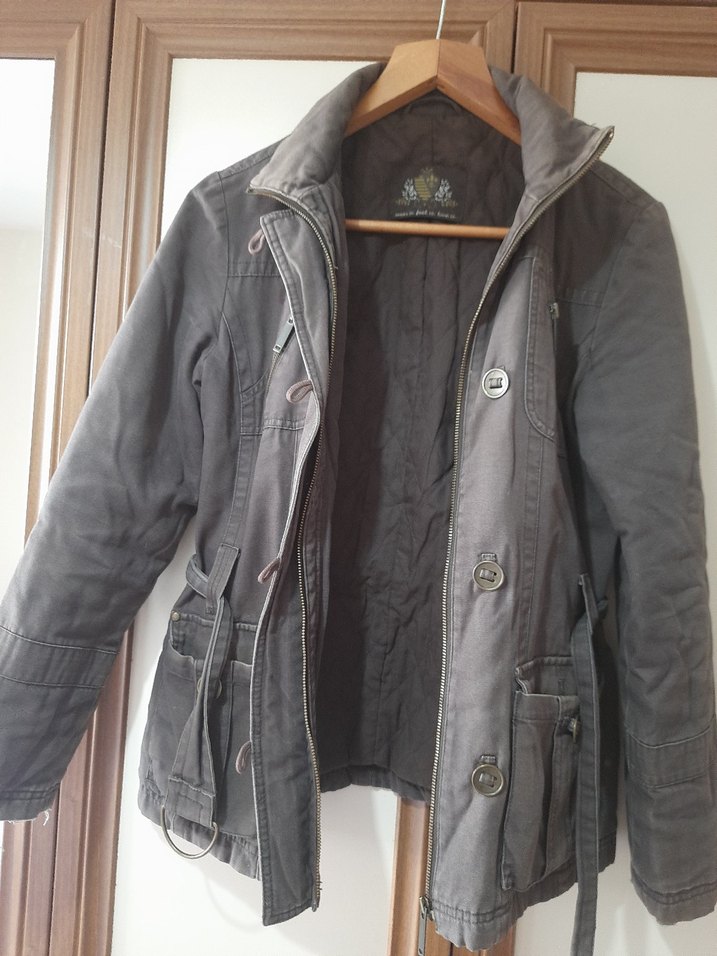 haki Kemerli keten Kadın Ceket - Görsel 2