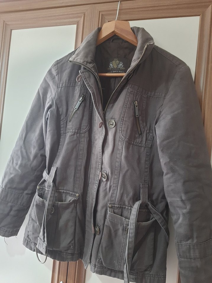 haki Kemerli keten Kadın Ceket - Görsel 3