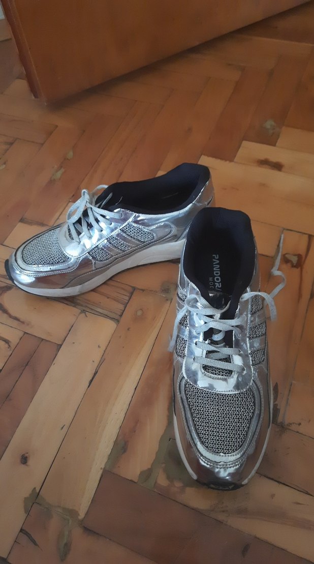 Gri Metalik Bağcıklı Kadın Spor Ayakkabı - Görsel 4