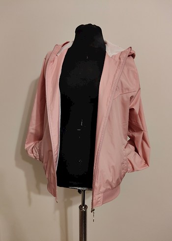 Pembe Kapüşonlu Fermuarlı Kadın Ceket - Görsel 3