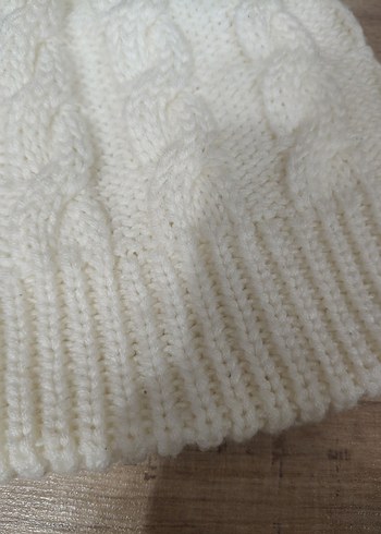 Beyaz Örgü  Kadın Bere - Görsel 3
