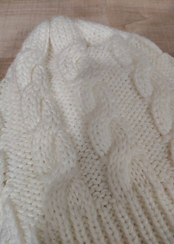 Beyaz Örgü  Kadın Bere - Görsel 2