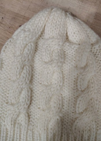 Beyaz Örgü  Kadın Bere - Görsel 5