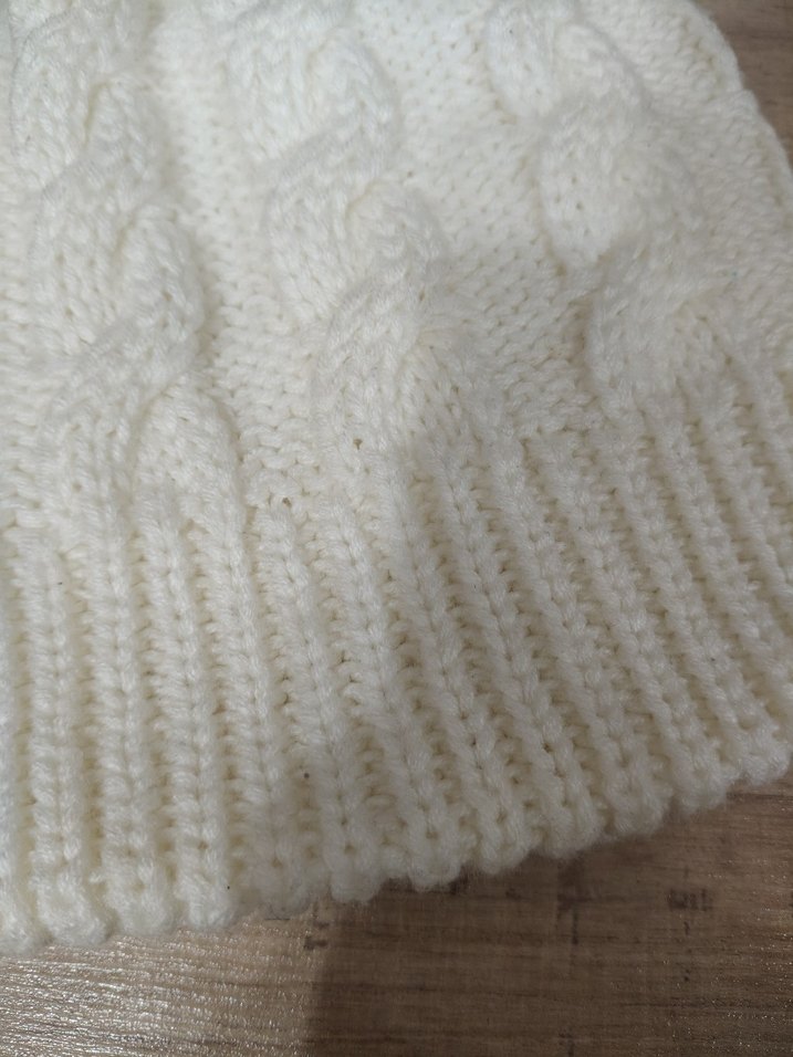Beyaz Örgü  Kadın Bere - Görsel 3