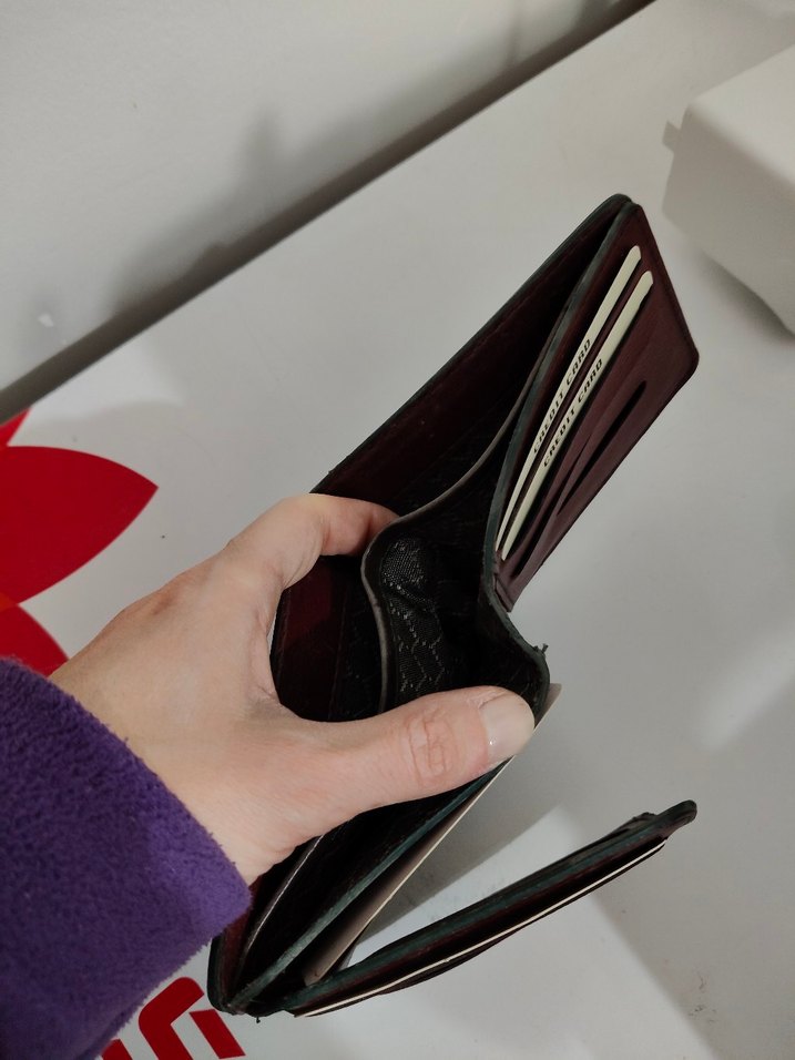 Parlak Bordo Minimalist Erkek Cüzdanı - Görsel 4