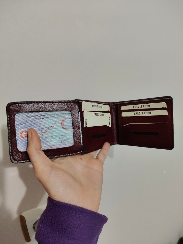 Parlak Bordo Minimalist Erkek Cüzdanı - Görsel 3