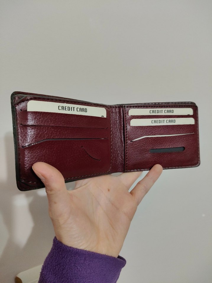 Parlak Bordo Minimalist Erkek Cüzdanı - Görsel 2