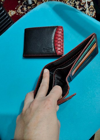 Siyah/Kırmızı Desenli Erkek Cüzdanı - Görsel 5