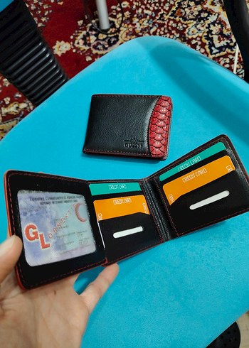 Siyah/Kırmızı Desenli Erkek Cüzdanı - Görsel 4