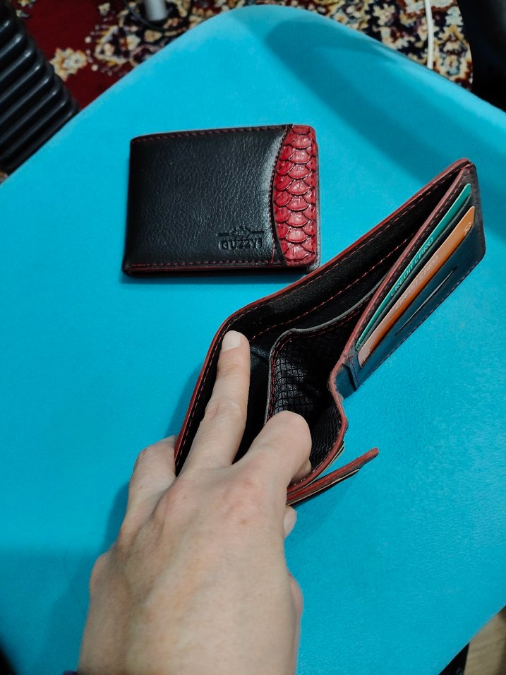Siyah/Kırmızı Desenli Erkek Cüzdanı - Görsel 5