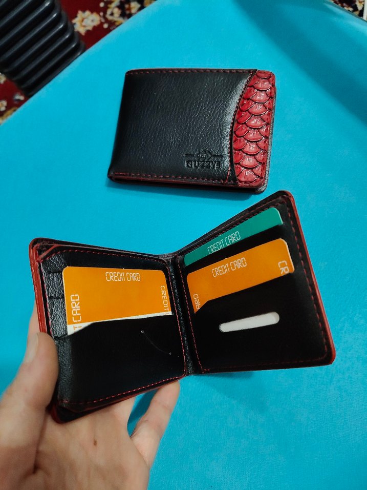 Siyah/Kırmızı Desenli Erkek Cüzdan - Görsel 3