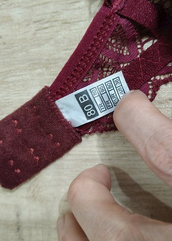 Bordo Dantel Detaylı Bohem Sütyen-(Hiç kullanılmamış-80 Beden) - Görsel 8