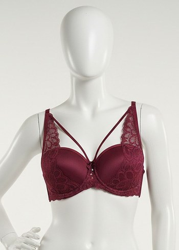 Bordo Dantel Detaylı Bohem Sütyen-(Hiç kullanılmamış-80 Beden) - Görsel 2