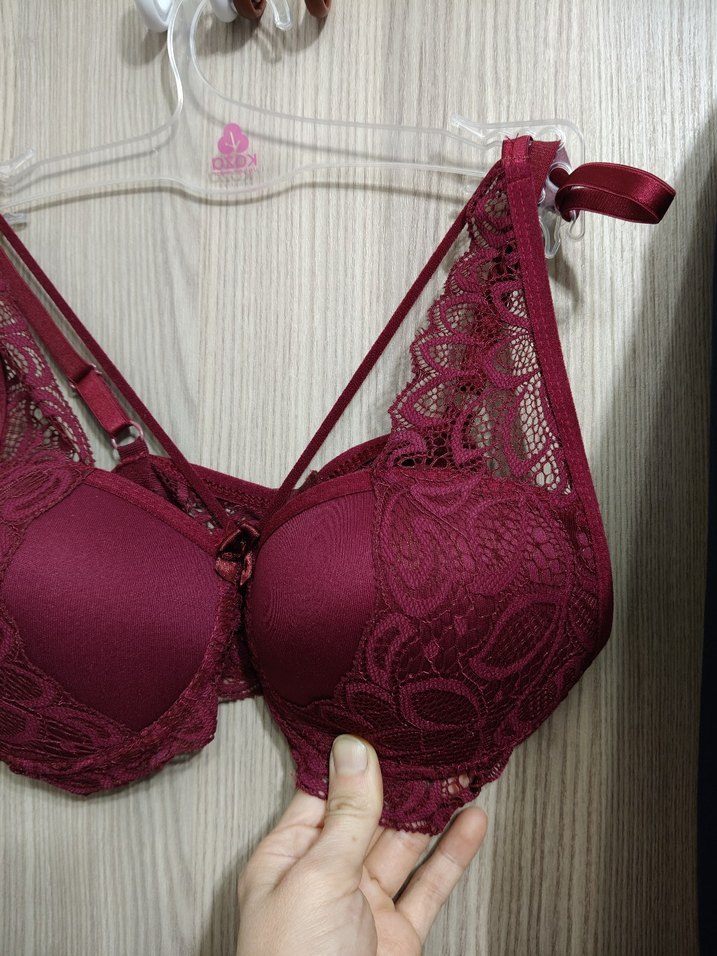 Bordo Dantel Detaylı Bohem Sütyen-(Hiç kullanılmamış-80 Beden) - Görsel 4