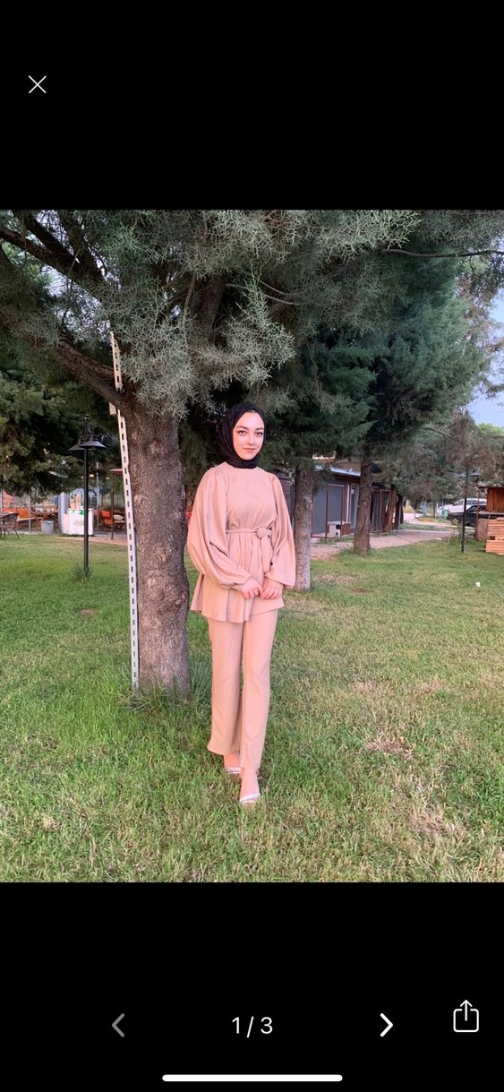 Camel Renkli Uzun Kadın Takım Elbise - Görsel 2