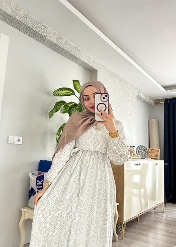 Beyaz Uzun Bohem Elbise