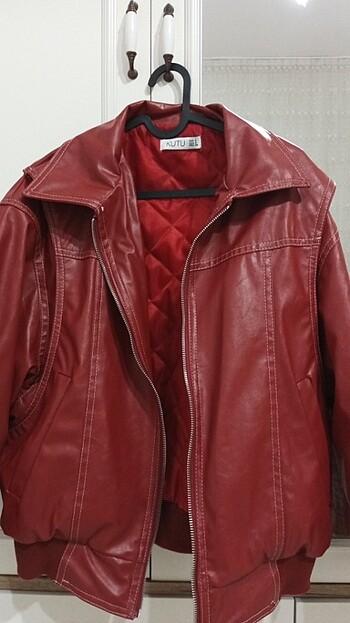 Snake red dikiş detay deri ceket