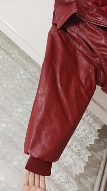 Diğer Snake red dikiş detay deri ceket