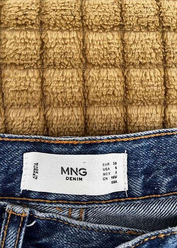 Mango Düğmeli Mavi Midi Kot Pantolon