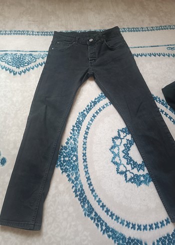 Düğmeli Gri Erkek Denim Pantolon