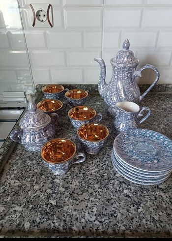 Mavi Gri Çay Seti 6 Kişilik