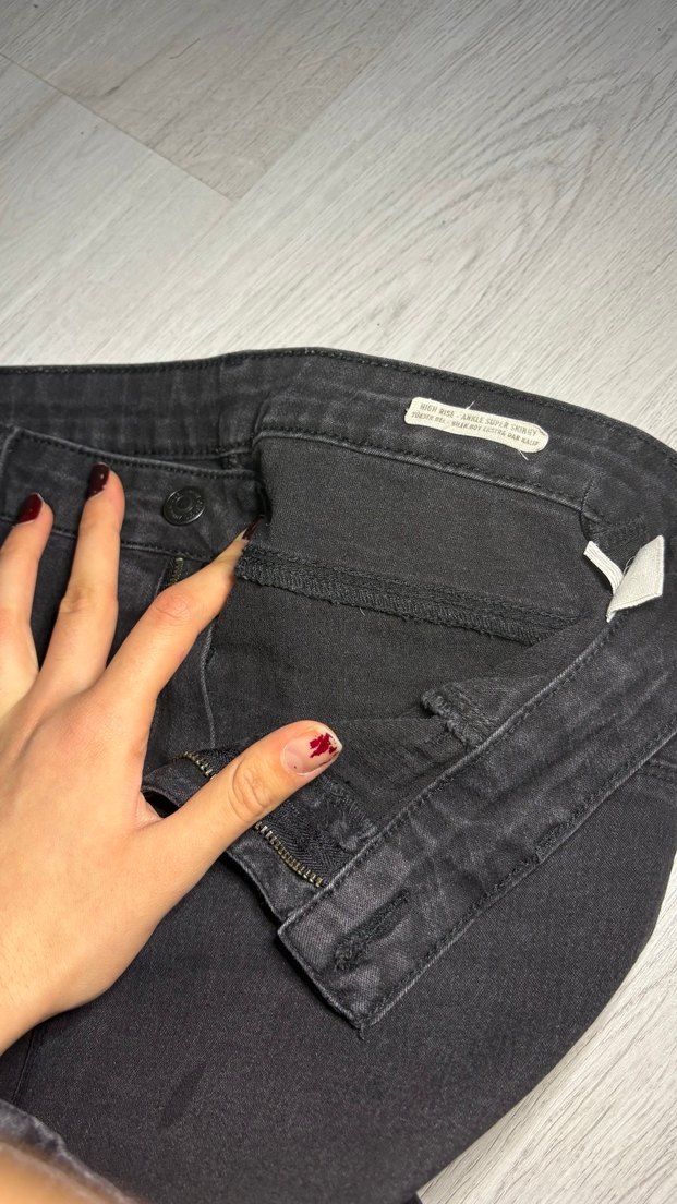 Siyah Midi Boy Kadın Kot Pantolon - Görsel 5