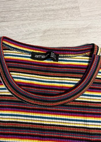 Ambar Çizgili Bohem Kadın Triko Sweatshirt - Görsel 2