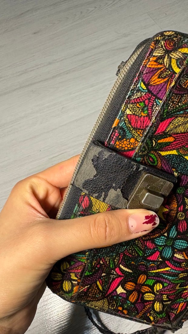 Bohem Çok Renkli Deri Çanta - Görsel 2