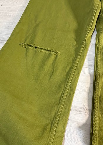 Kadın Haki Bol Kesim Uzun Keten Pantolon - Görsel 3