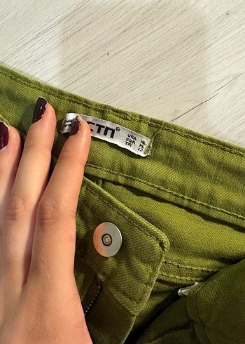 Kadın Haki Bol Kesim Uzun Keten Pantolon - Görsel 4