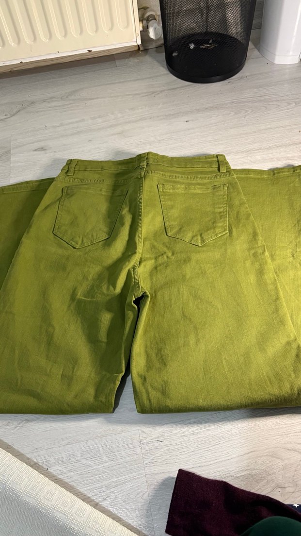 Kadın Haki Bol Kesim Uzun Keten Pantolon - Görsel 5