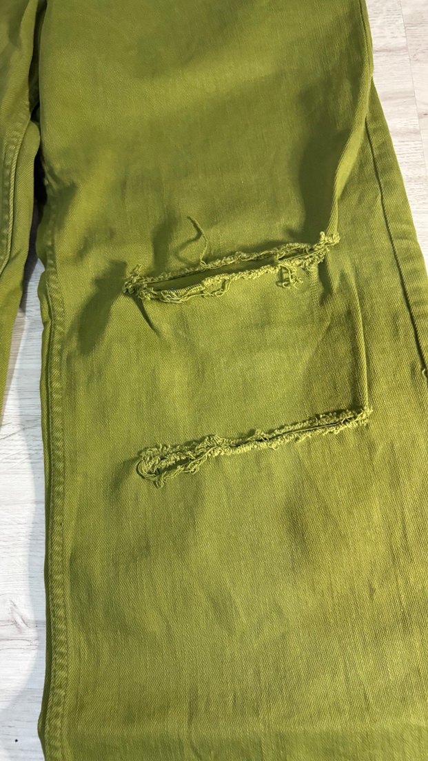 Kadın Haki Bol Kesim Uzun Keten Pantolon - Görsel 2